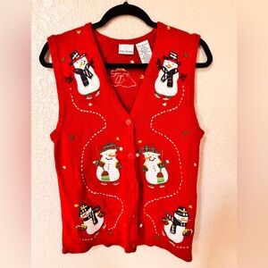 Vintage Holiday Knit Sweater Vest